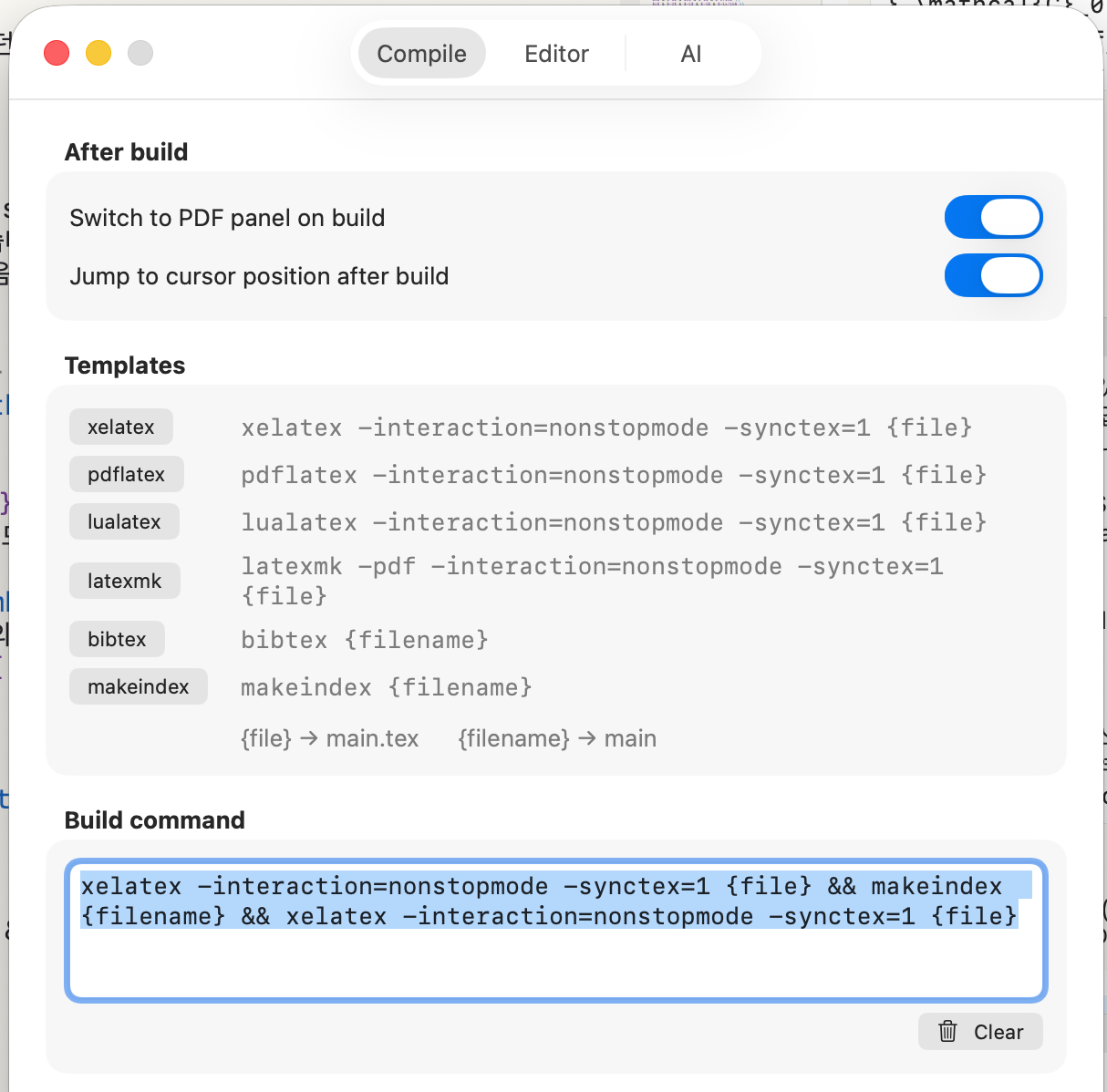 build command configuration with engine templates
